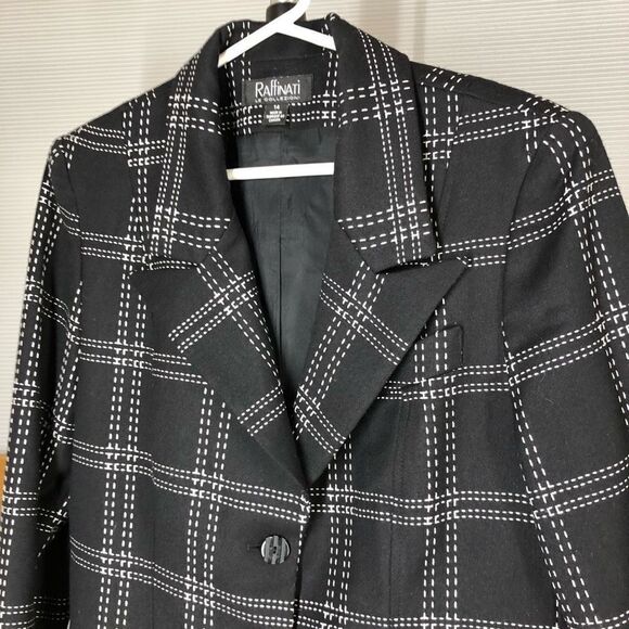 Raffinati LE COLLEZIONI Wool Cashmere Black White‎ Blazer Sz 14 - Picture 4 of 8